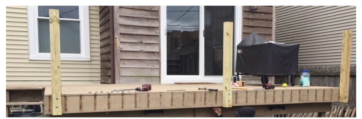 Railing we built, then stained before